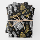 Schwarz-weiß Gold Moderne Weihnachten Geschenkpapier Set (Beispiel)