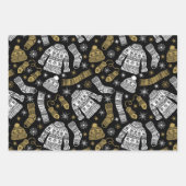 Schwarz-weiß Gold Moderne Weihnachten Geschenkpapier Set (Vorderseite)