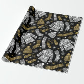 Schwarz-weiß Gold Moderne Winterkleidung Geschenkpapier (Ungerollt)