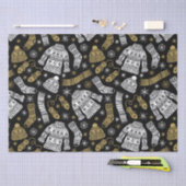 Schwarz-weiß Gold Moderne Winterkleidung Seidenpapier (Handwerk)