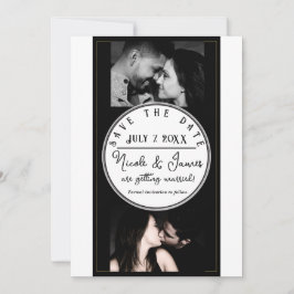 Schwarz-weiß Gold Moderner Minimal Save the Date