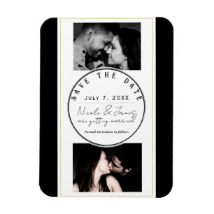 Schwarz-weiß Gold Moderner Minimal Save the Date Magnet