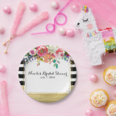 Schwarz-weiß Gold Modernes Brautparty für Blumengl Pappteller (Party)