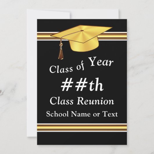 Schwarz, Weiß, Gold, Personalisierte Wiedersehen Einladung (Vorderseite)