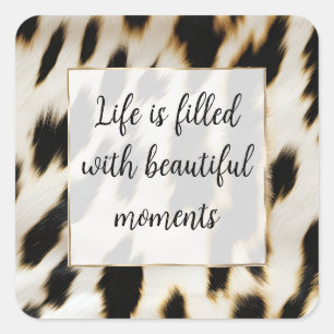 Schwarz Weiß Gold Rindsleder Quadratischer Aufkleber