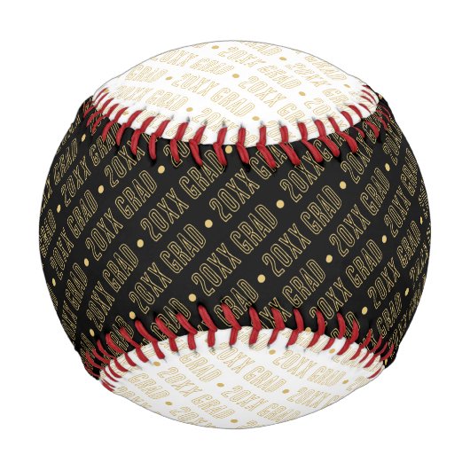 Schwarz-weiß-Gold-School-Abschluss-Jahresmuster Baseball (Rückseite)