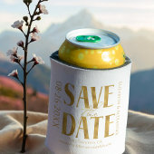 Schwarz-Weiß-Gold-Script-Hochzeit speichern Sie da Dosenkühler