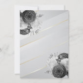 Schwarz-Weiß-Gold-Strickblume Quinceanera Einladung (Rückseite)