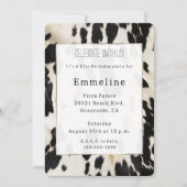 Schwarz-weiß Gold Südwest Cowhide Geburtstag Einladung (Vorderseite)