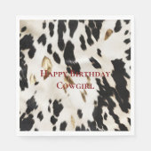 Schwarz-weiß Gold Südwest Cowhide Geburtstag Serviette (Vorderseite)