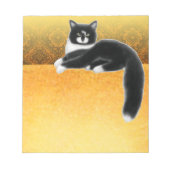 Schwarz-weiß Gold Tuxedo Cat Felix Notizblock (Vorderseite)