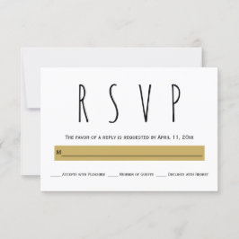 Schwarz, weiß, Gold Typografie moderne Hochzeit RS RSVP Karte
