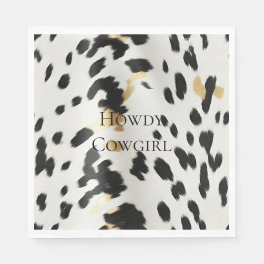 Schwarz-weiß Gold Western Cowhide Serviette (Vorderseite)