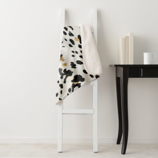 Schwarz-weiß Gold Western Cowhide Sherpadecke (Beispiel)