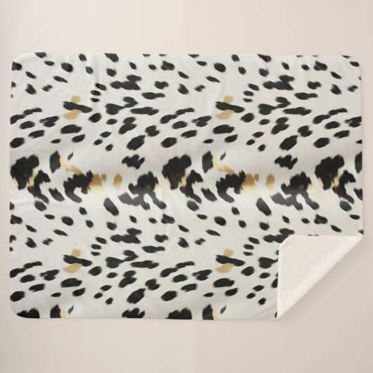 Schwarz-weiß Gold Western Cowhide Sherpadecke (Vorderseite (Horizontal))