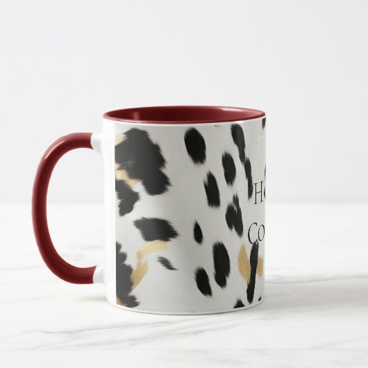 Schwarz-weiß Gold Western Cowhide Tasse (Links)