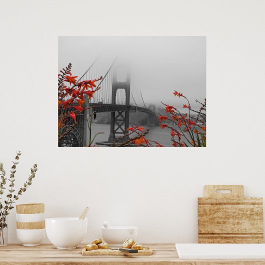 Schwarz-Weiß-Golden Gate Bridge Poster (Küche)