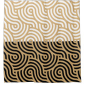 Schwarz-Weiß-Golden Sea-Wave-Muster Duschvorhang (Vorderseite)