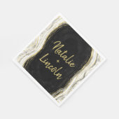 Schwarz-weiß- & Goldgeode-Hochzeitessen Serviette (Ecke)