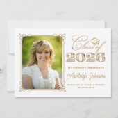 Schwarz, Weiß, Goldklasse 2025 Foto Abschluss Einladung (Vorderseite)