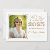 Schwarz, Weiß, Goldklasse 2025 Foto Abschluss Einladung (Vorderseite)