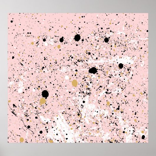 Schwarz, Weiß, Goldpunkte, abstrakt Poster (Vorne)
