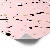 Schwarz, Weiß, Goldpunkte, abstrakt Poster (Ecke)