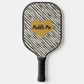 Schwarz, Weiß, Goldränder, Punktpaddel Pro Pickleball Schläger (Rückseite)