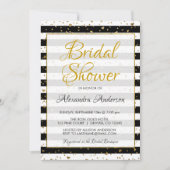 Schwarz-Weiß-Goldröhren-Brautparty Einladung (Vorderseite)