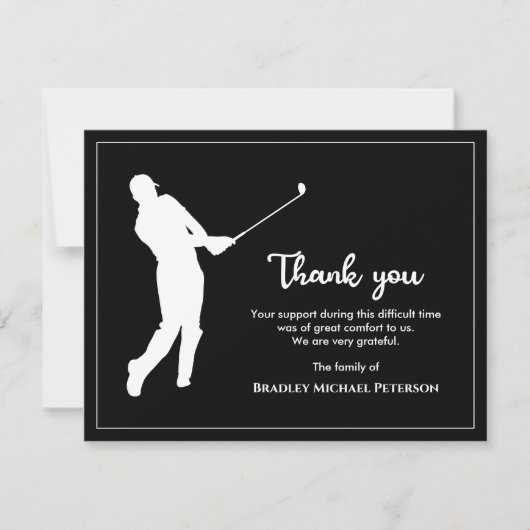 Schwarz-Weiß-Golf-Gedenkfeier Dankeskarte (Vorderseite)