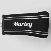 Schwarz-Weiß-Golfer-Sportmonogramm Schwarz Golf Headcover (Vorderseite)
