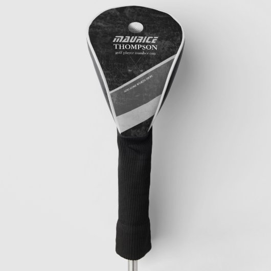 Schwarz-Weiß-Golfkopfabdeckung mit Golfername Golf Headcover (Vorderseite)