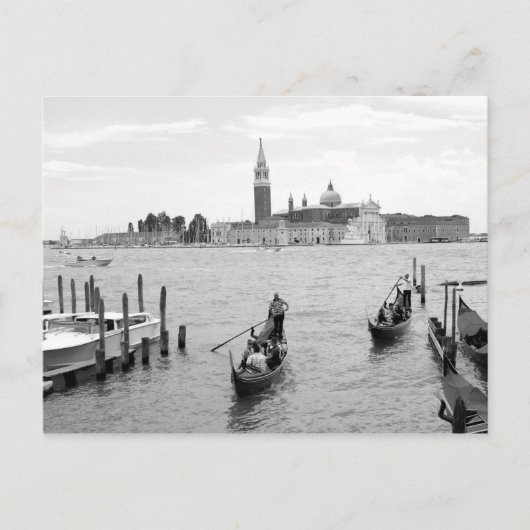 Schwarz-Weiß-Gondolier in Venedig Postkarte (Vorderseite)