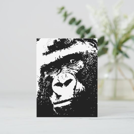 Schwarz-Weiß-Gorilla-Einladungen Einladung (Stehend Vorderseite)