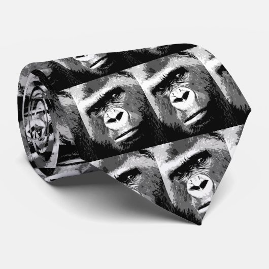 Schwarz-Weiß-Gorilla Krawatte (Gerollt)