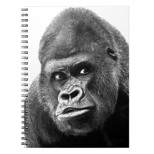 Schwarz Weiß Gorilla Notizblock (Vorderseite)