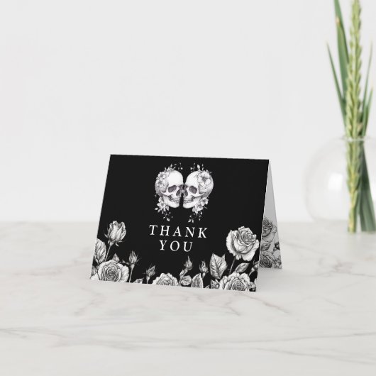 Schwarz-Weiß-Gothic-Bläschen Hochzeit Dankeskarte (Vorderseite)