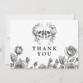 Schwarz-Weiß-Gothic-Bläschen Hochzeit Dankeskarte (Vorderseite)