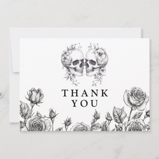 Schwarz-Weiß-Gothic-Bläschen Hochzeit Dankeskarte (Vorderseite)