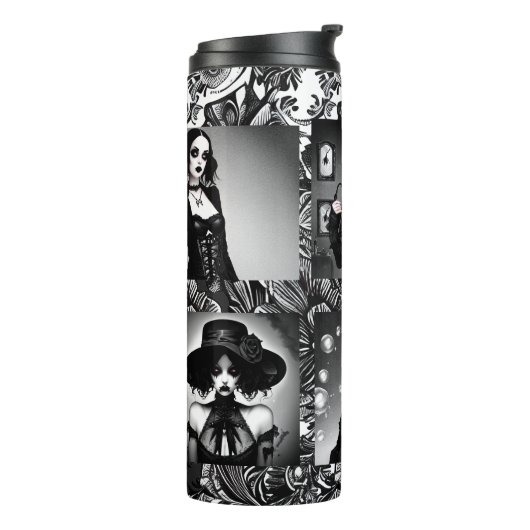 Schwarz-Weiß-Gothic-Girls Thermosbecher (Nach links gedreht)