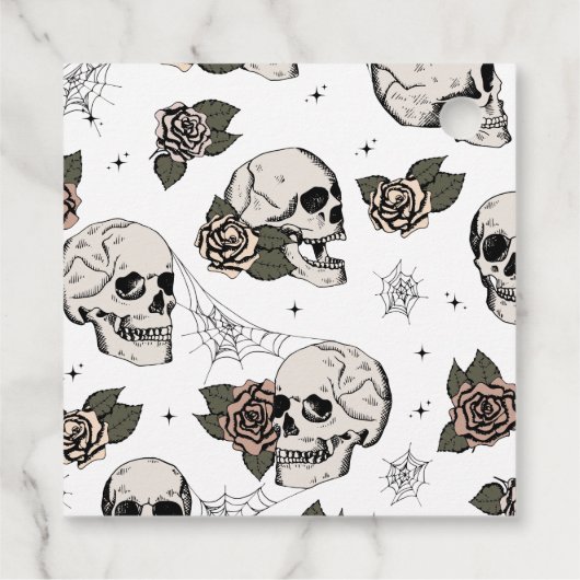 Schwarz-Weiß-Gothic-Happy Halloween-Geschenkmarke Geschenkanhänger (Rückseite)