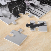 Schwarz-Weiß-Gothic-Milchbluten Puzzle (Seite)