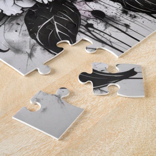 Schwarz-Weiß-Gothic-Milchbluten Puzzle (Seite)