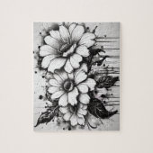 Schwarz-Weiß-Gothic-Milchbluten Puzzle (Vertikal)