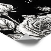 Schwarz-Weiß-Gothic-Skulls Hochzeitssymbol Poster (Ecke)