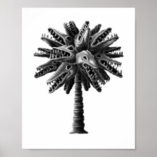 Schwarz-weiß Gothic Skulls Horror Palm Tree Poster