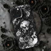 Schwarz-Weiß-Gothic-Skulls iPhone Hülle