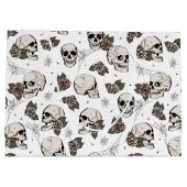 Schwarz-Weiß-Gothic-Skulls und Rose Halloween Große Geschenktüte (Rückseite)