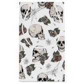 Schwarz-Weiß-Gothic-Skulls und Rose Halloween Kleine Geschenktüte (Rückseite)