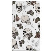 Schwarz-Weiß-Gothic-Skulls und Rose Halloween Kleine Geschenktüte (Vorderseite)